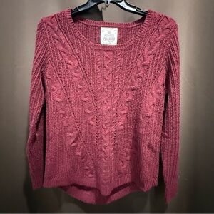 SO Women's Cable Knit Sweater - Deep Red/Burgandy, Size XL